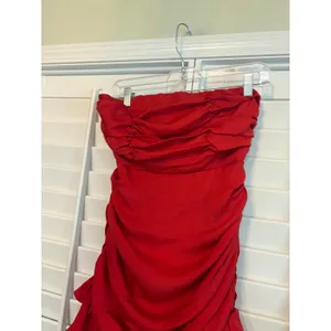 Selfie Leslie Red Annabella‎ Strapless Frill Hem Mini Dress Size Medium thumbnail 4