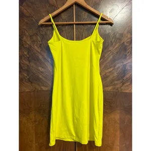 SUSANA MONACO Essential Slip Dress Mini Scoop Neck Sexy Sz S Small Lemon Yellow thumbnail 3