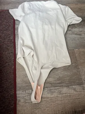 Girlfriend Collective Cream Ribbed Short-Sleeve Bodysuit thumbnail 9