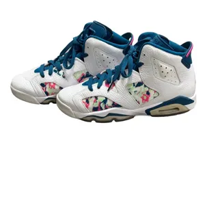 Jordan 6 Retro White Laser Fuchsia Green Abyss Kids 7Y/8.5W thumbnail 3