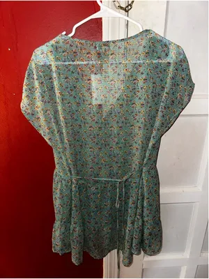 Eyelash Couture Boho Fairy Floral V-Neck Top Lace Trim Prairie Coquette XL NWT thumbnail 3
