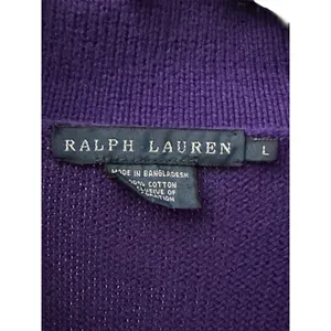 VINTAGE Ralph Lauren Shawl Collar Button Cardigan Sweater‎ Medium Purple #M13-3 thumbnail 4