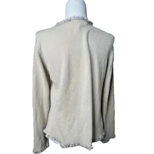 Vintage Coldwater‎ Creek Large Cardigan Sweater Festival Boho Ruffle Bead Earthy thumbnail 5