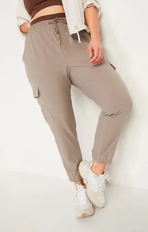 Old Navy High Waisted StretchTech Cargo Joggers Tan Size Small thumbnail 1
