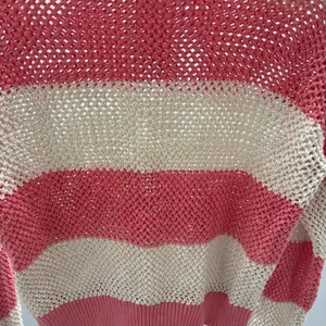 Z Supply Pink & Cream Broadbeach Striped Open-Knit Crewneck Sweater thumbnail 2
