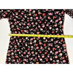 Talbots Womens Black Pink Floral Mixed Print Ruffle Hem Bell Sleeve Midi Dress 6 thumbnail 7