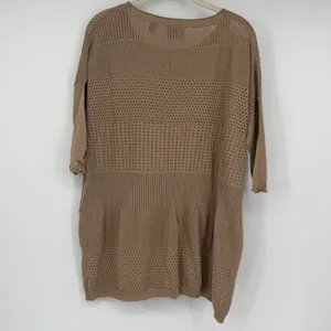 Anthropologie YOON Cotton Cashmere Open Knit Tunic Sweater S Beige Lagenlook thumbnail 2
