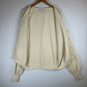 Peruvian Connection 100% Alpaca Handmade Cream V-Neck Cardigan Sweater XL thumbnail 12