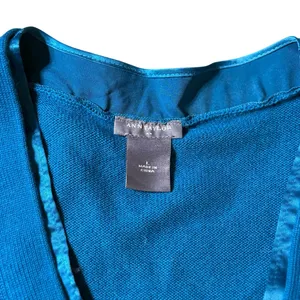 Ann Taylor Sweater Pullover V-neck Large Blue thumbnail 2