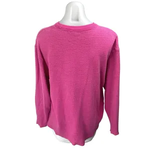 Skims Women's Pink Long Sleeve Ribbed Knit Loose Crew Neck Sweater Top Size M thumbnail 2