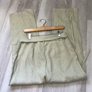 Reformation Linen Pants high rise straight leg womens Green (size 6) fisherman thumbnail 6