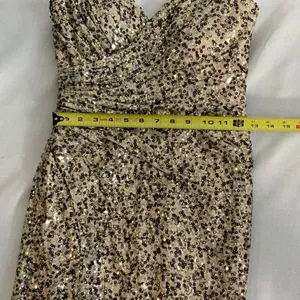 La Femme Gold & Black Sequine Strapless high slit dress NWT size 00‎ thumbnail 10
