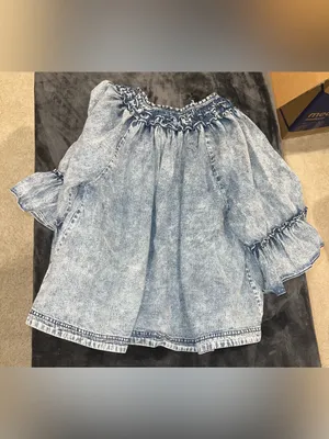 Free People Ainsley Denim Top in Indigo Wash Size Large thumbnail 17