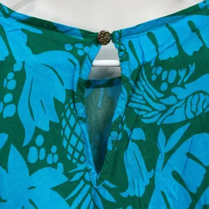 Escapade Living women's‎ green blue sleeveless casual relaxed pineapple dress S thumbnail 5
