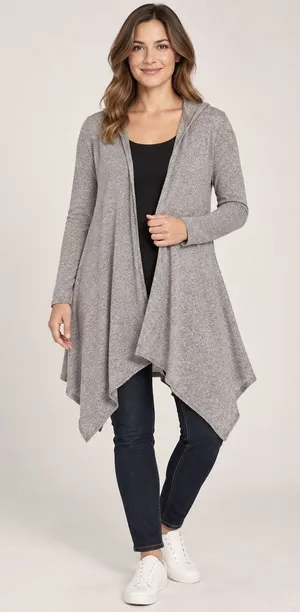 Caution to the Wind Women’s Small Hooded Cardigan Gray Open Front Duster USA NWT thumbnail 1