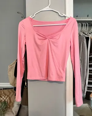 Scrunched Pink Long Sleeve  thumbnail 1