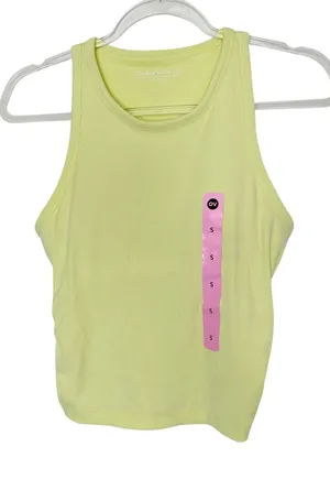 Outdoor Voices Yellow Chartreuse Ribbed Active Tank w/Built In Bra Womens Small thumbnail 1