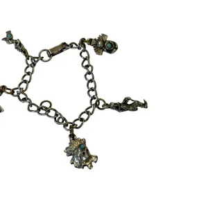Turquoise Accented Charm Bracelet Anklet Southwestern Silver Tone Tribal Boho thumbnail 8