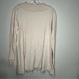 Free People Broken Glass Textured Off-Shoulder‎ Cream Tunic Sweater thumbnail 10