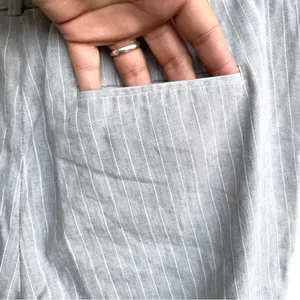 Ann Taylor Womens Pants Career Gray White Pinstripe Linen Blend 8 thumbnail 7