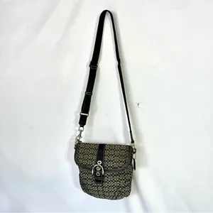 COACH monogram crossbody bag. Black and grey thumbnail 15