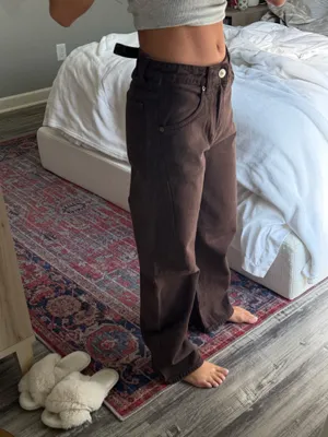 ZARA Brown Jeans High-Rise thumbnail 3