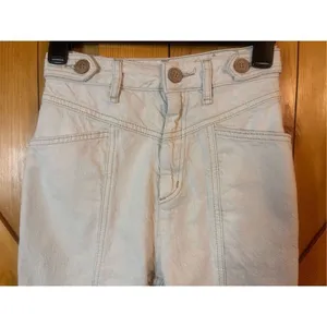 Free People We The Free Jeans Off White Cotton Linen Blend Size 24 (1245) thumbnail 2