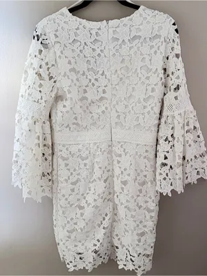 Vici Dolls White Lace Bell Sleeve Mini Dress Size Medium thumbnail 4