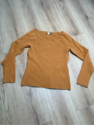 J Crew Womens Camel Tan Ribbed Knit Crewneck Sweater Fitted Size M Fall Basic thumbnail 2