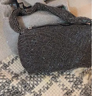 Urban Outfitters Silver Bianca Kimchi Blue Diamanté Baguette Shoulder Bag Purse thumbnail 5