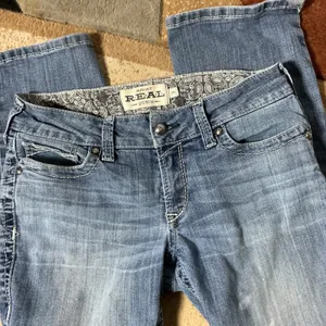 Ariat REAL Straight Icon Jeans Womens 29R Blue Rainstorm Western Denim Mid Rise thumbnail 2
