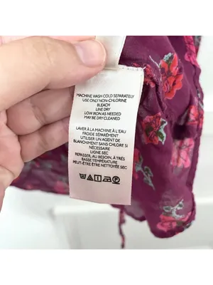 Free People Amanda Ruffle Wrap Top Blouse Floral Red Pink Size M thumbnail 5