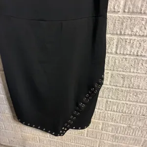 New Pixley‎ Black Zela Dress Grommet Detail Asymmetrical Hem Size L thumbnail 4