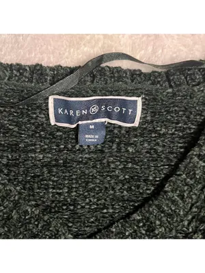 Karen Scott Women's Dark Green Knit V-Neck Sweater Size M thumbnail 2