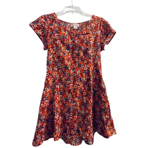 B-O-G Collective Orange Floral Button Front Lace Up‎ Back Mini Dress Small thumbnail 2