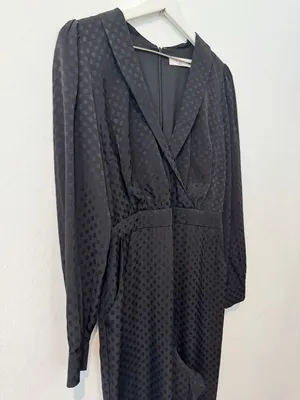 Ali‎ Jay Jumpsuit Size Medium Black Polka Dot Long Sleeve Pocket Mob Wife Retro thumbnail 4