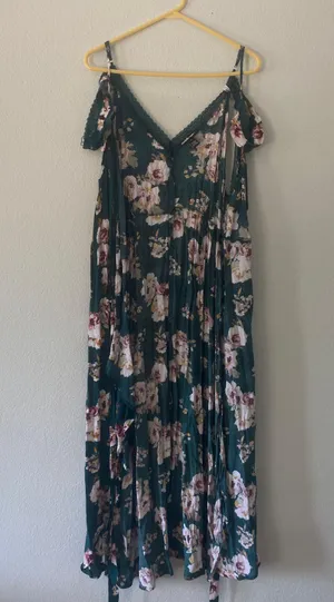 Green Floral Wrap Dress thumbnail 1