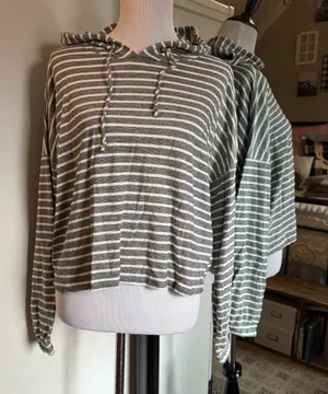 By Together Large Striped Cropped Sweatshirt thumbnail 1