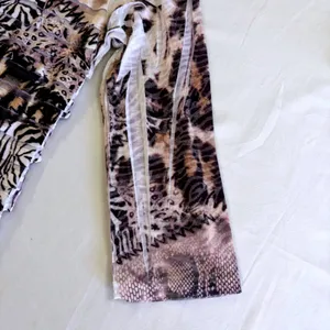 90's Y2K Cubism Los Angeles Animal Print Ruffle Artsy Mesh Top Mixed Media Small thumbnail 9