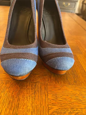 Tory Burch Joelle Tweed Wood platform heels thumbnail 7