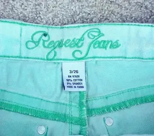 Women’s Mint Green Rhinestone Embroidered Shorts Blue Size 26 thumbnail 4