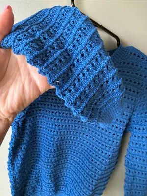 Blue Crochet Knit Blue Pullover Sweater Medium thumbnail 4
