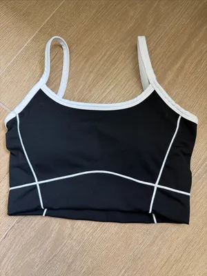Black Contrast Piping Sports Bra and Bike Shorts Set thumbnail 4