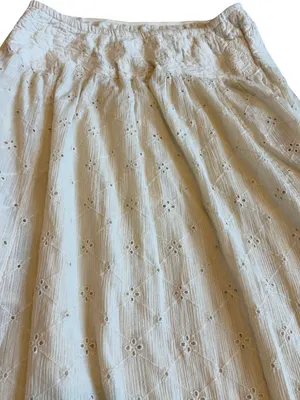Free People Cream Eyelet Midi Skirt Strapless Dress Crocheted Trim Size Small thumbnail 13