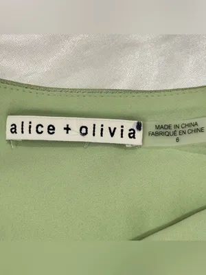 Alice + Olivia Karoline Cutout Mini Dress 6 Green Satin Cocktail Party Spring thumbnail 9