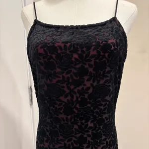 VTG 90s Roberta Black Red‎ Burnout Velvet Rose Maxi Dress Large Vampy Whimsigoth thumbnail 4