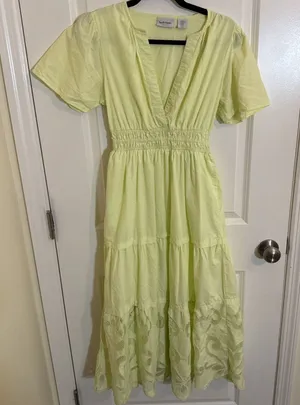 Anthropologie Haute Hippie Yellow Maxi Peasant Dress Gardenparty Boho Sz XS thumbnail 1