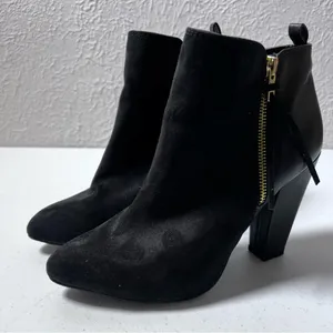 Mossimo Black Faux Leather and Suede Ankle Booties thumbnail 3