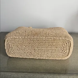Elegant Tan Woven Tote Bag thumbnail 9