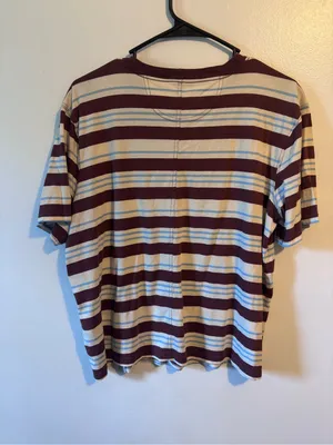 Carhartt Striped Short-Sleeve Tee in Burgundy and Cream thumbnail 3